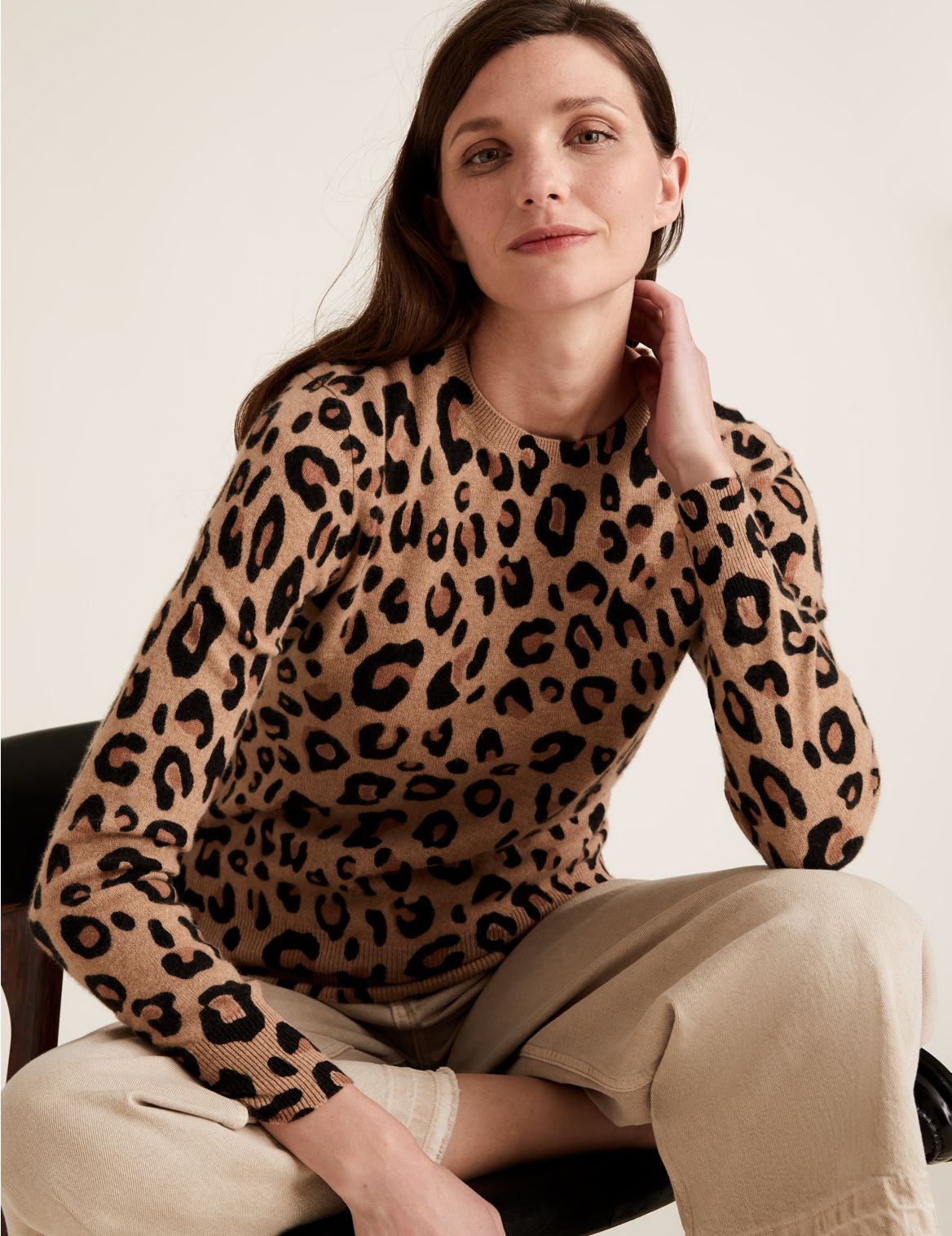 Pure Cashmere Leopard Print Jumper brown