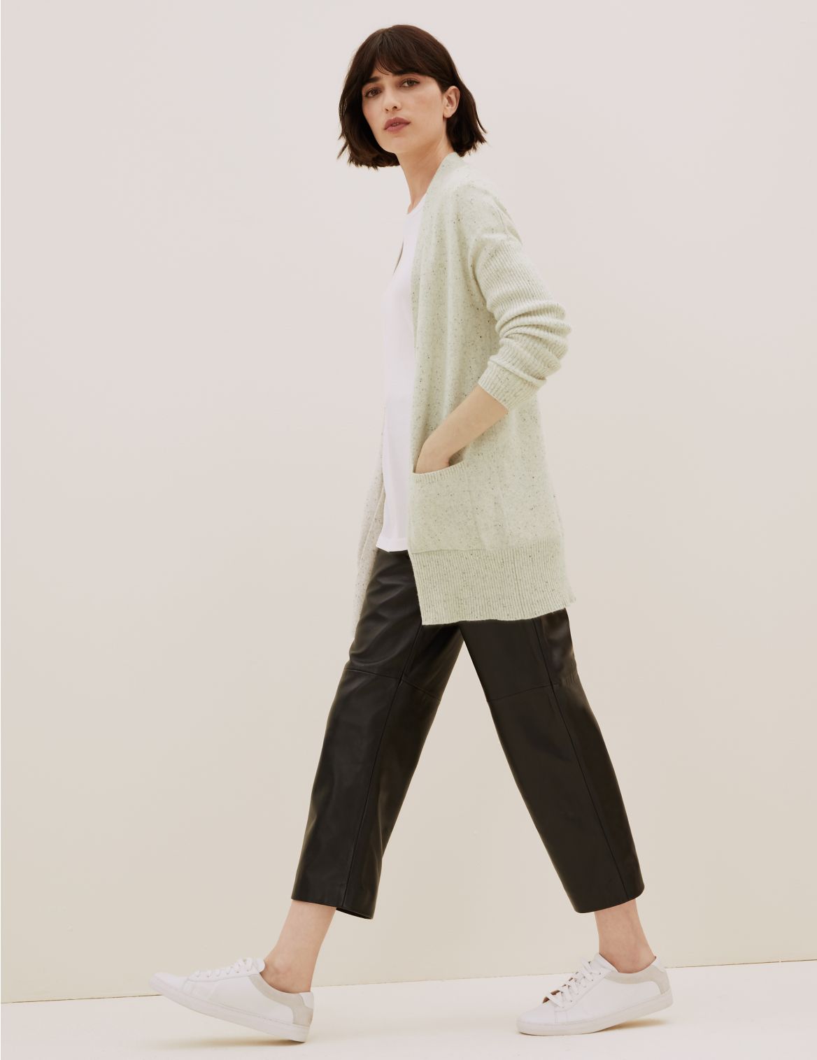 Pure Cashmere Textured Longline Cardigan multi-coloured