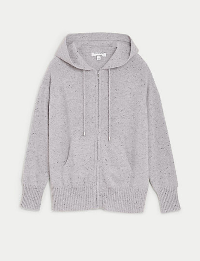 Autograph Pure Cashmere Textured Relaxed Hoodie - Grey Mix, Grey Mix