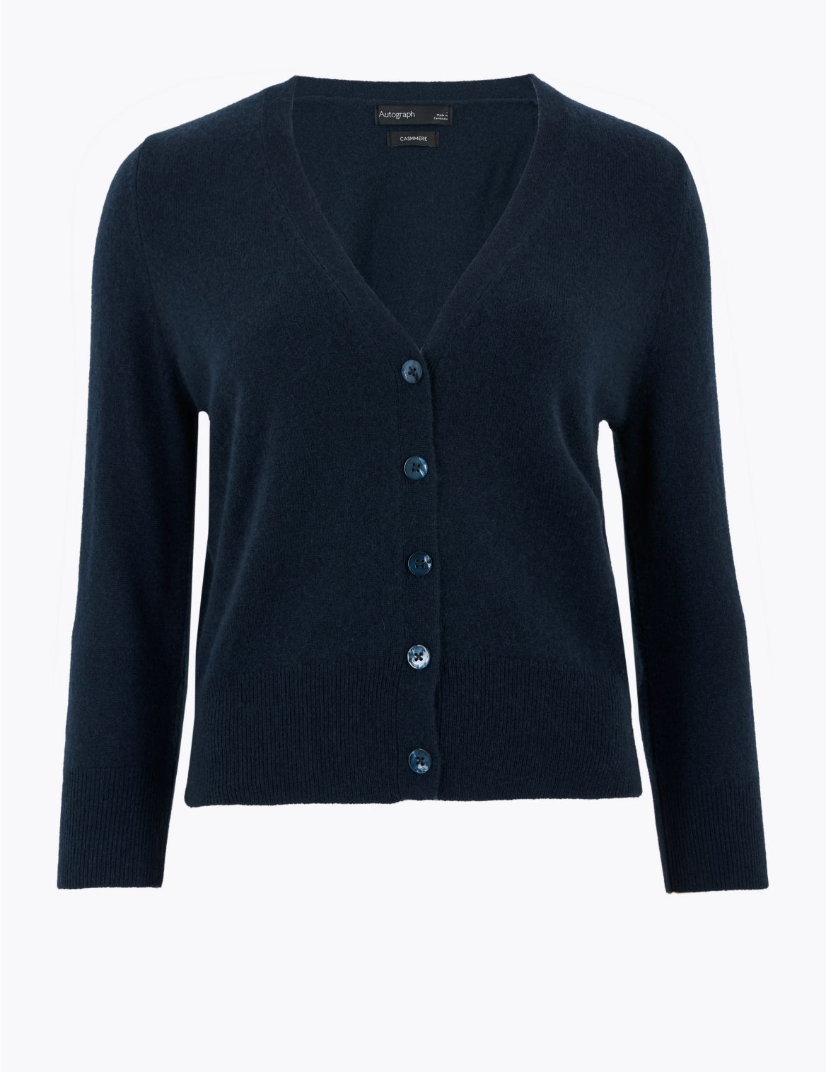 Pure Cashmere Cropped Cardigan navy