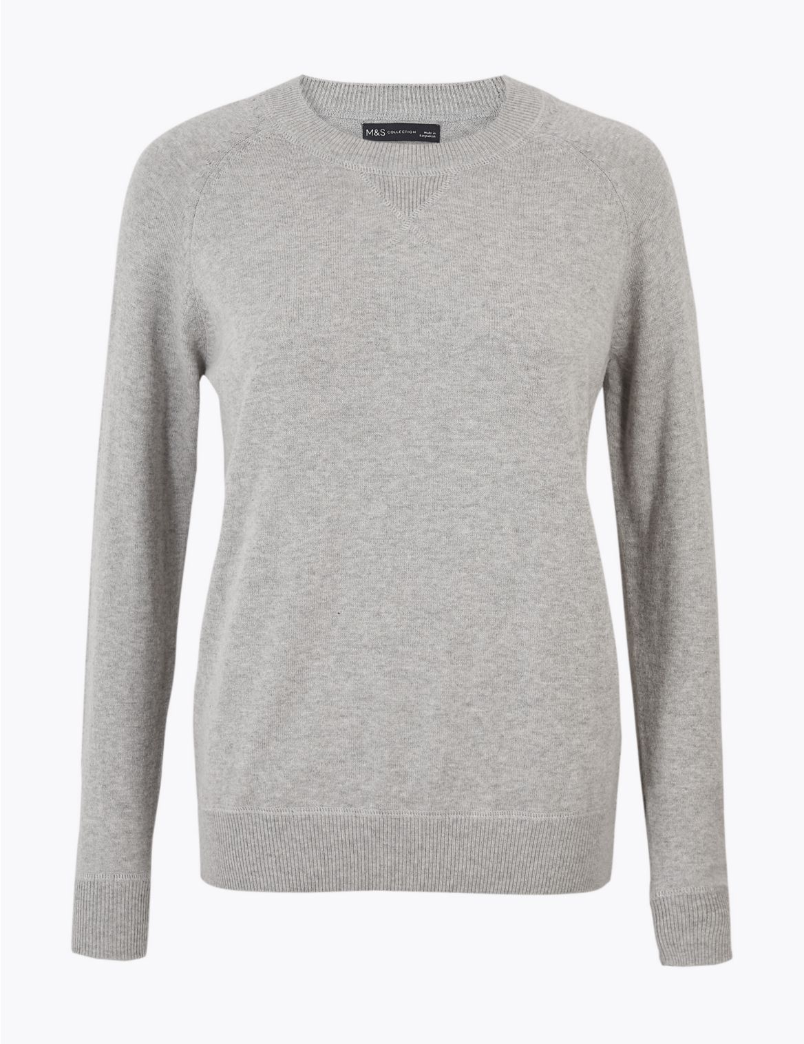Cotton Long Sleeve Jumper with Cashmere grey