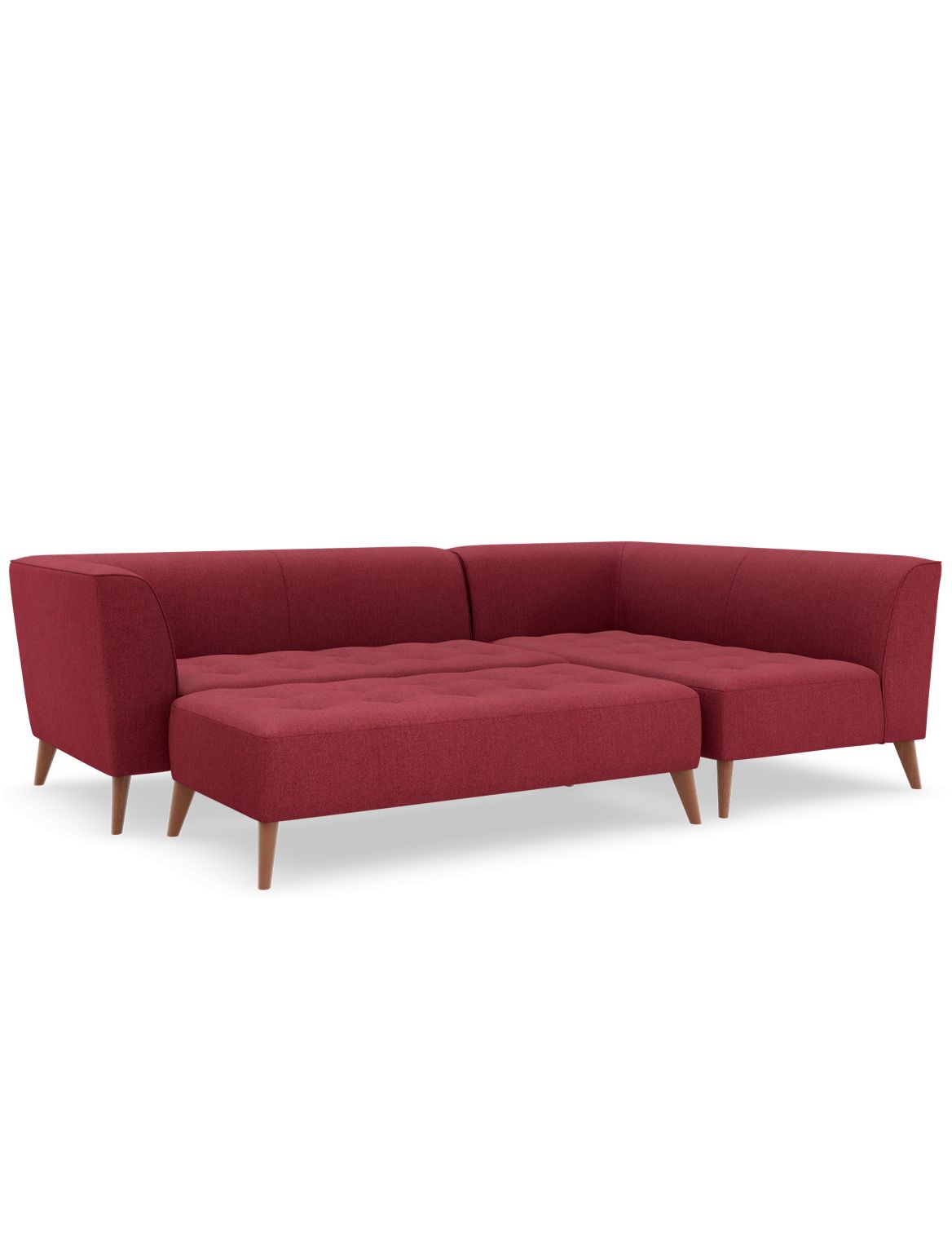 Luna Module Sofa & Foot Stool (Right-Hand) red