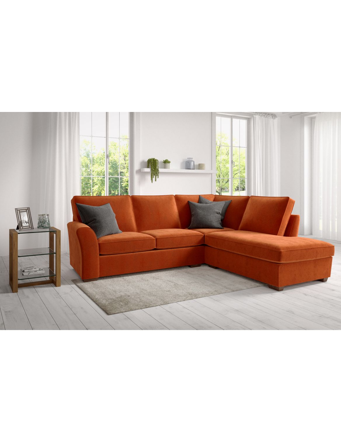 Lincoln Corner Chaise Sofa (Right-Hand) orange