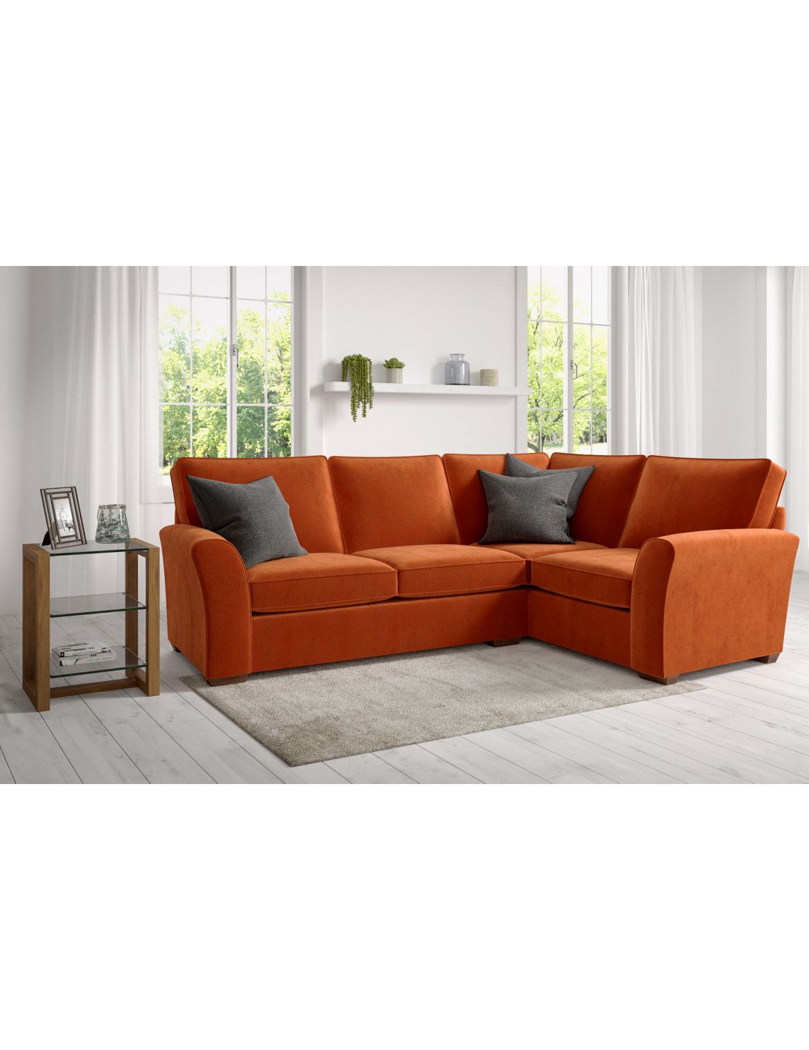 Lincoln Small Corner Sofa (Right-Hand) orange
