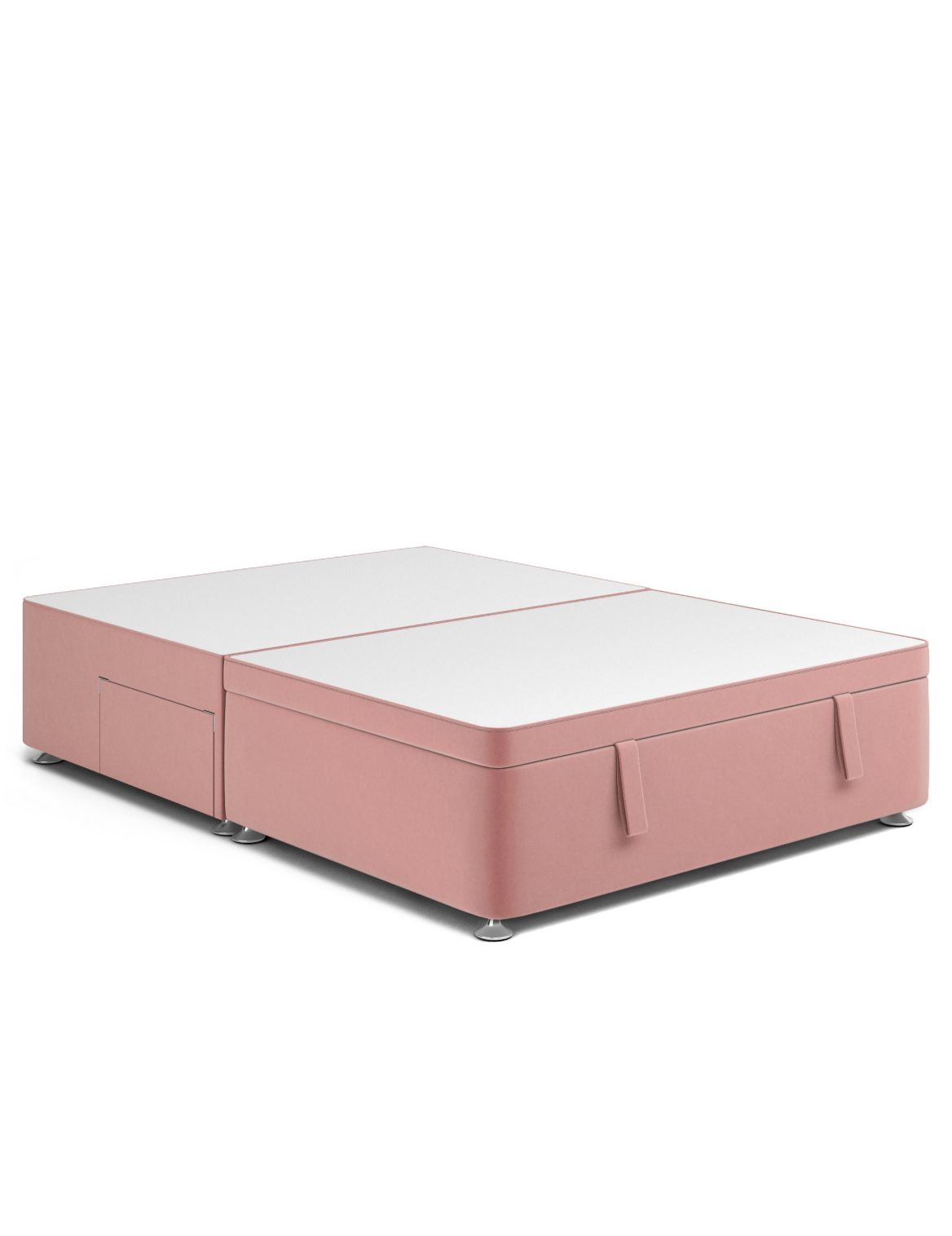 Half End Ottoman Divan with 2 Small Drawers pink