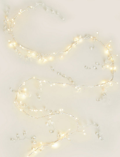 M&S Collection Light Up Wire Jewelled Garland - 1Size - Silver, Silver