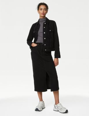 M&S Womens Cotton Blend Funnel Neck Vest - 16 - Black, Black