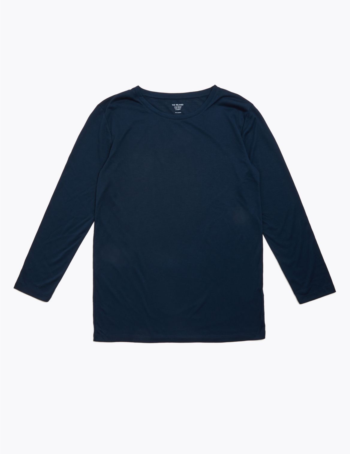 Crew Neck Relaxed Longline Long Sleeve Top navy