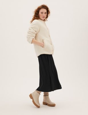 M&S Womens Jersey Pleated Midi Skirt