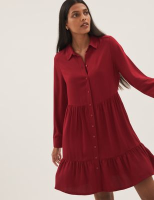 M&S Womens Collared Knee Length Shirt Dress