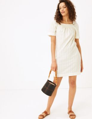 M&S Womens Pure Cotton Mini Shift Dress