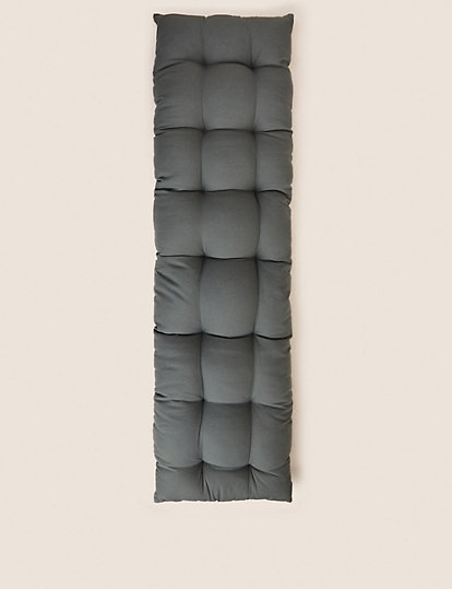 M&S Collection Pure Cotton Bench Pad - 1Size - Dark Grey, Dark Grey