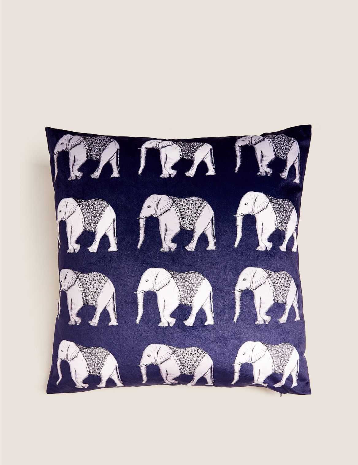 Velvet Elephant Cushion navy