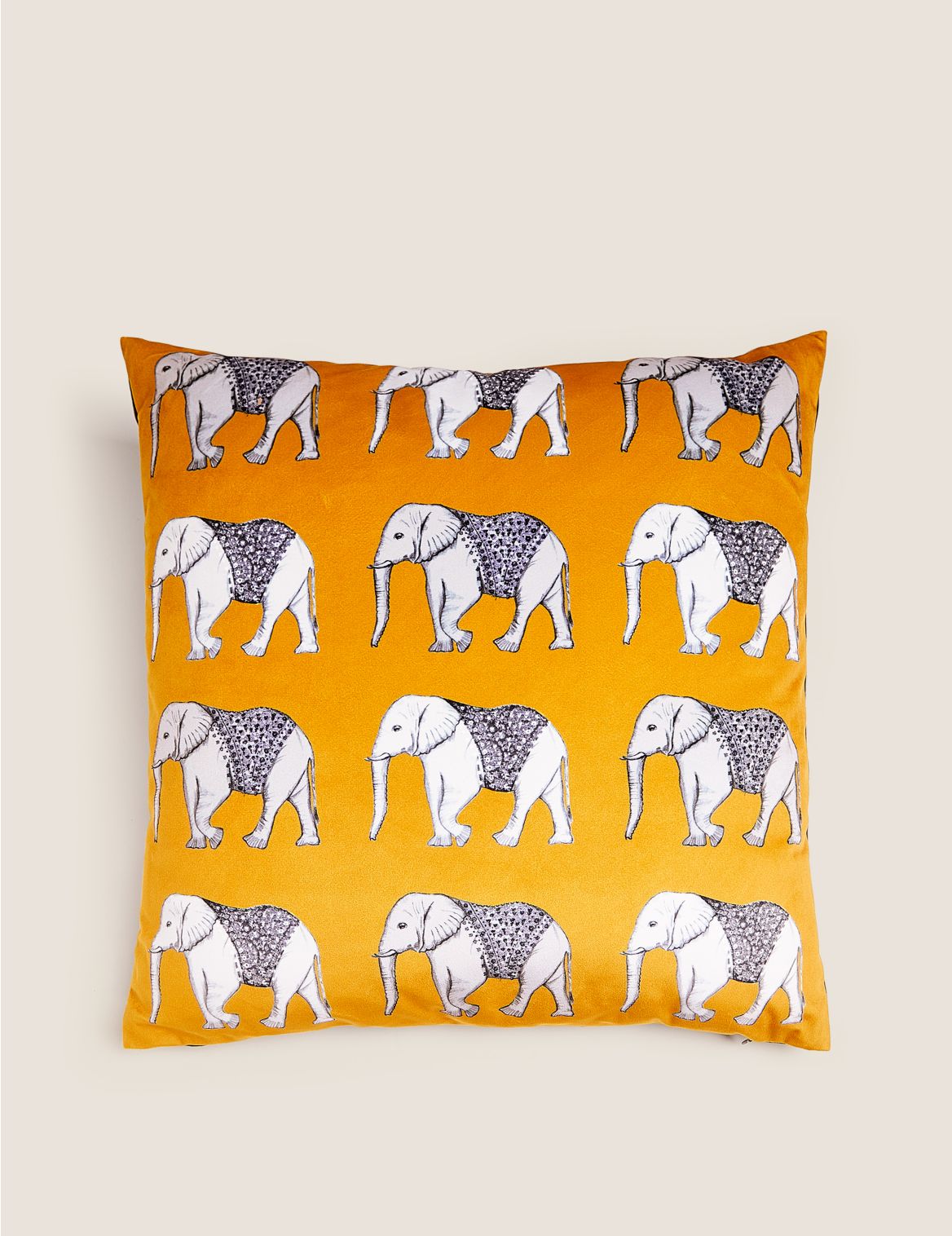Velvet Elephant Cushion yellow
