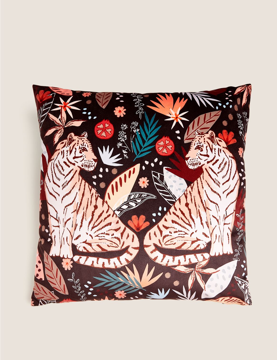 Velvet Tiger Cushion multi-coloured