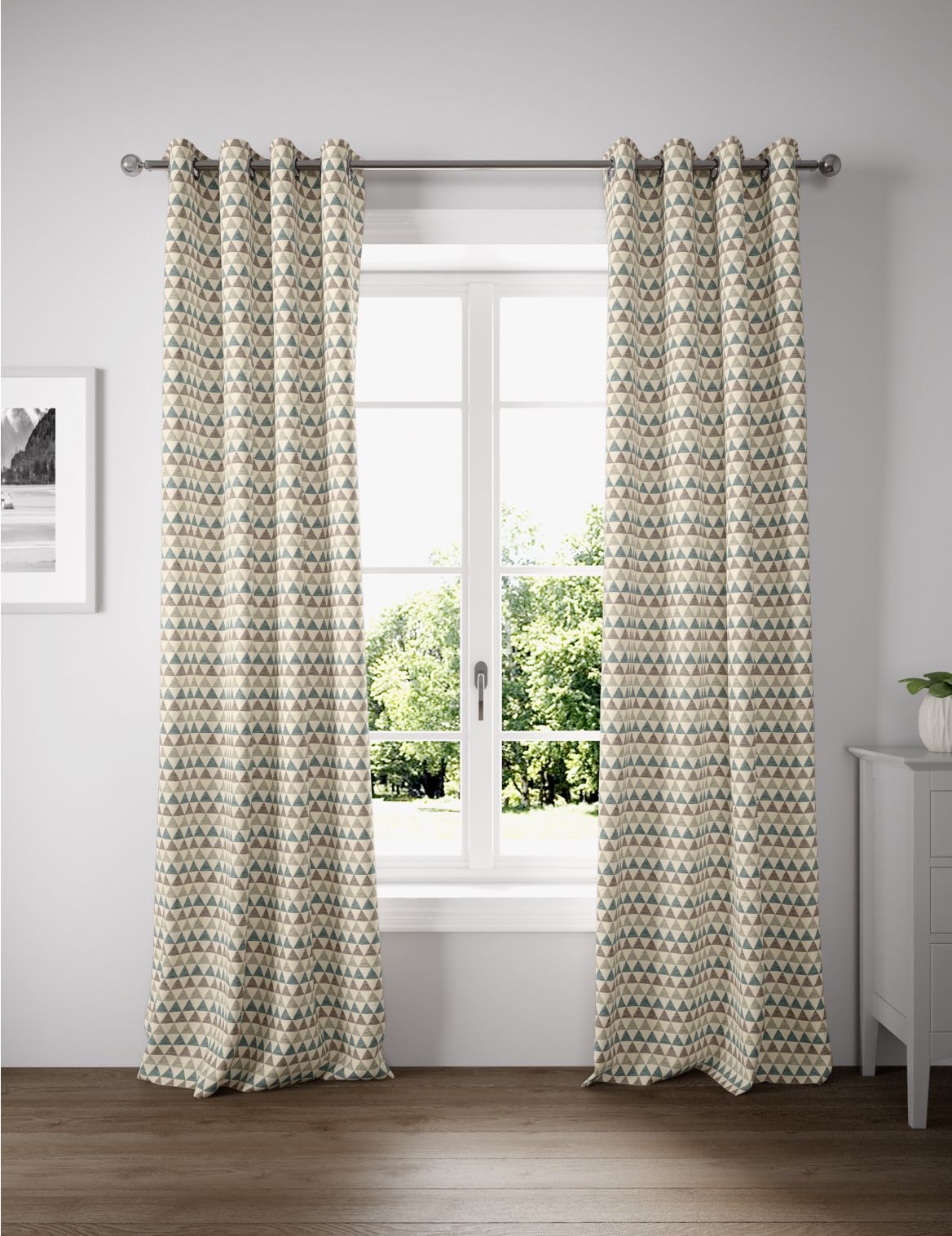 Chenille New Triangle Eyelet Curtains blue