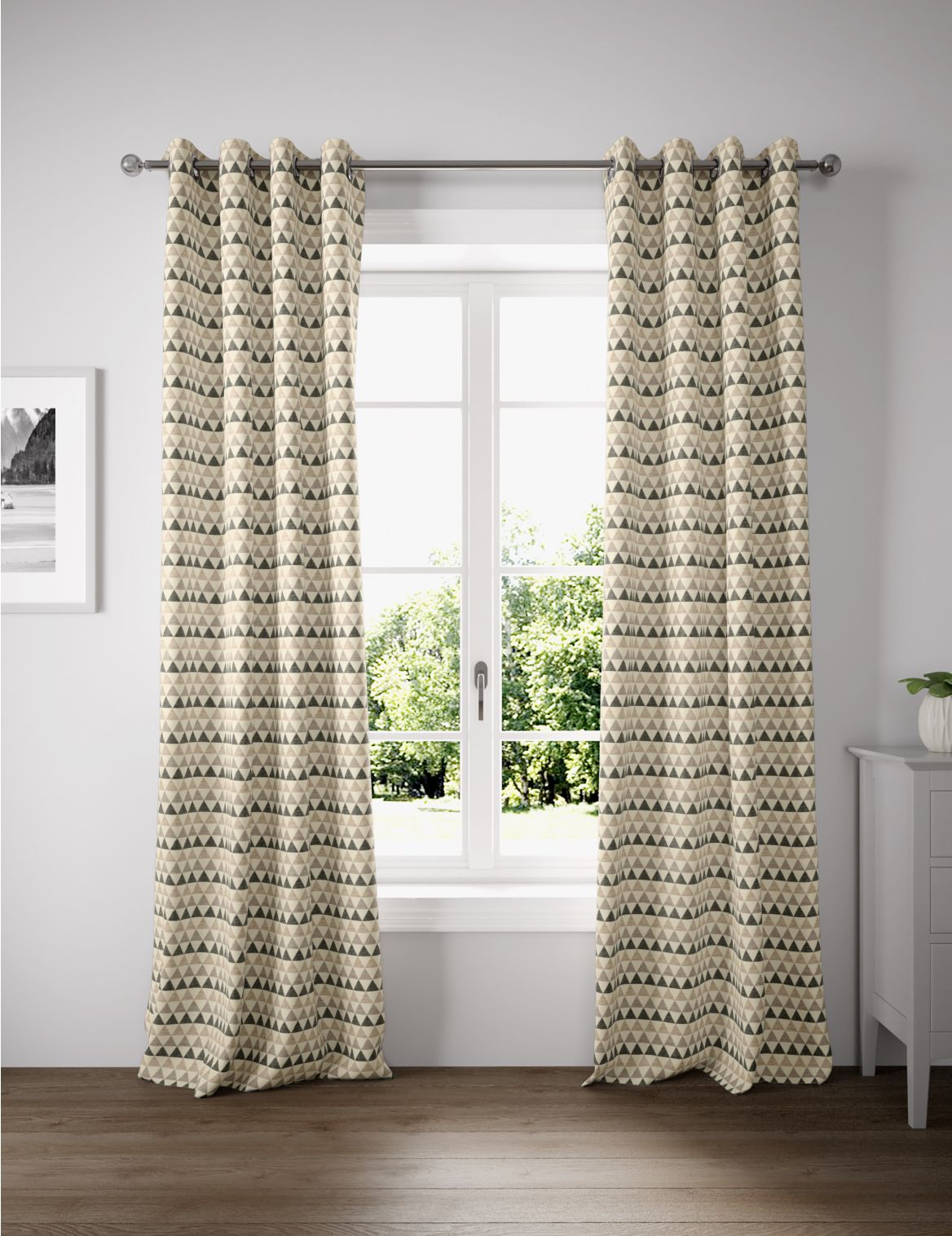 Chenille New Triangle Eyelet Curtains grey