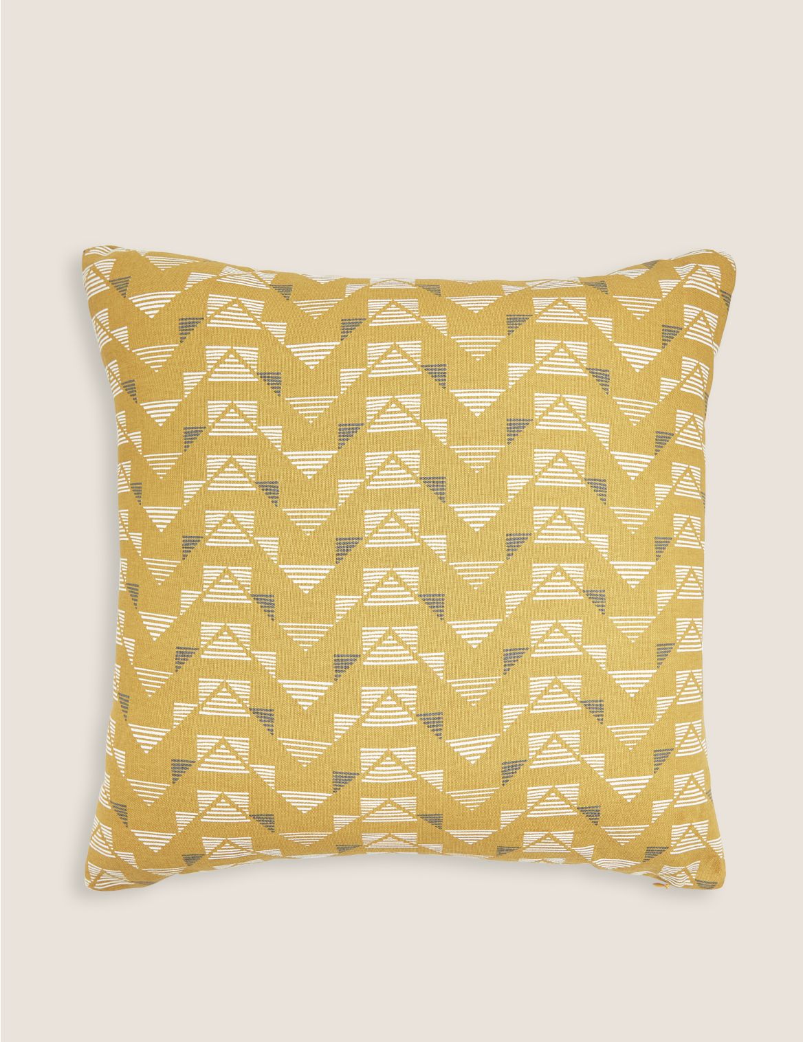 Pure Cotton Geometric Medium Cushion yellow