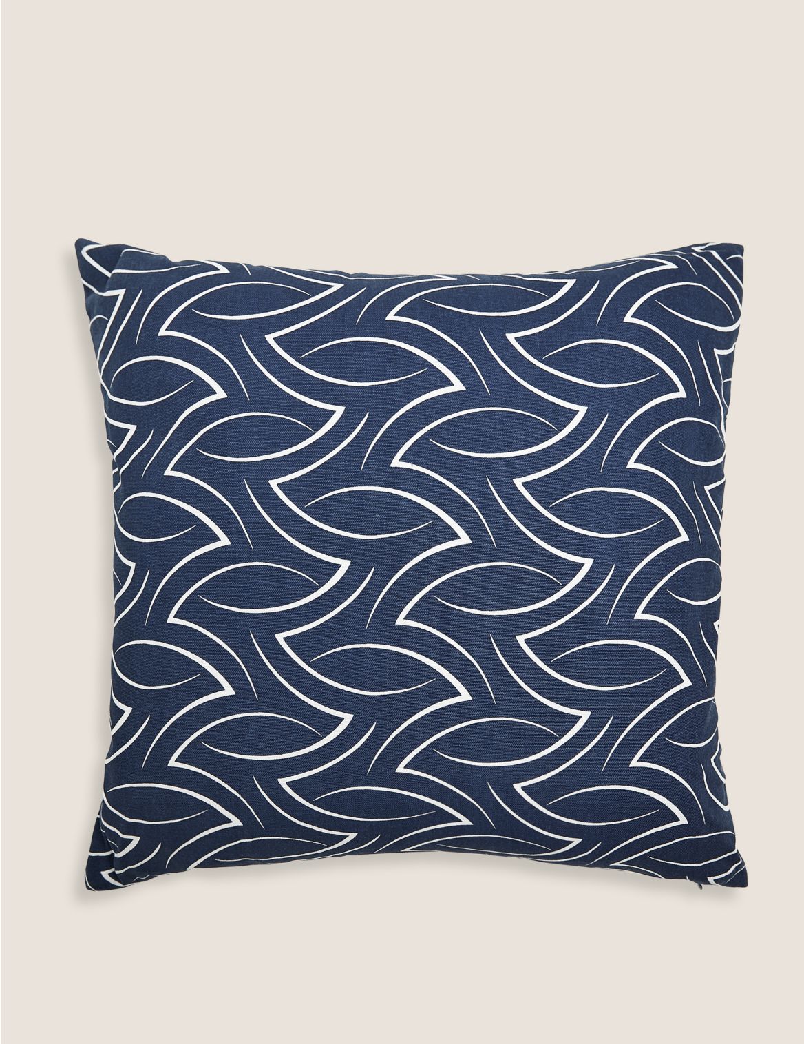 Cotton Swirl Geometric Medium Cushion navy
