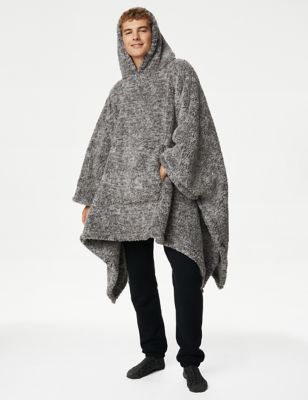 The M&S Snuggletm Teddy Fleece Hooded Blanket - MED - Natural, Natural,Grey