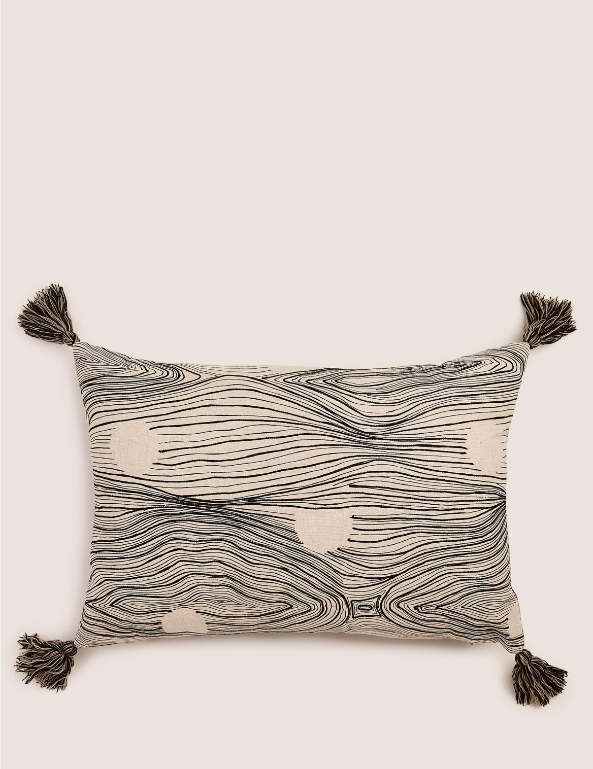 Embroidered Linear Spot Rectangle Cushion cream