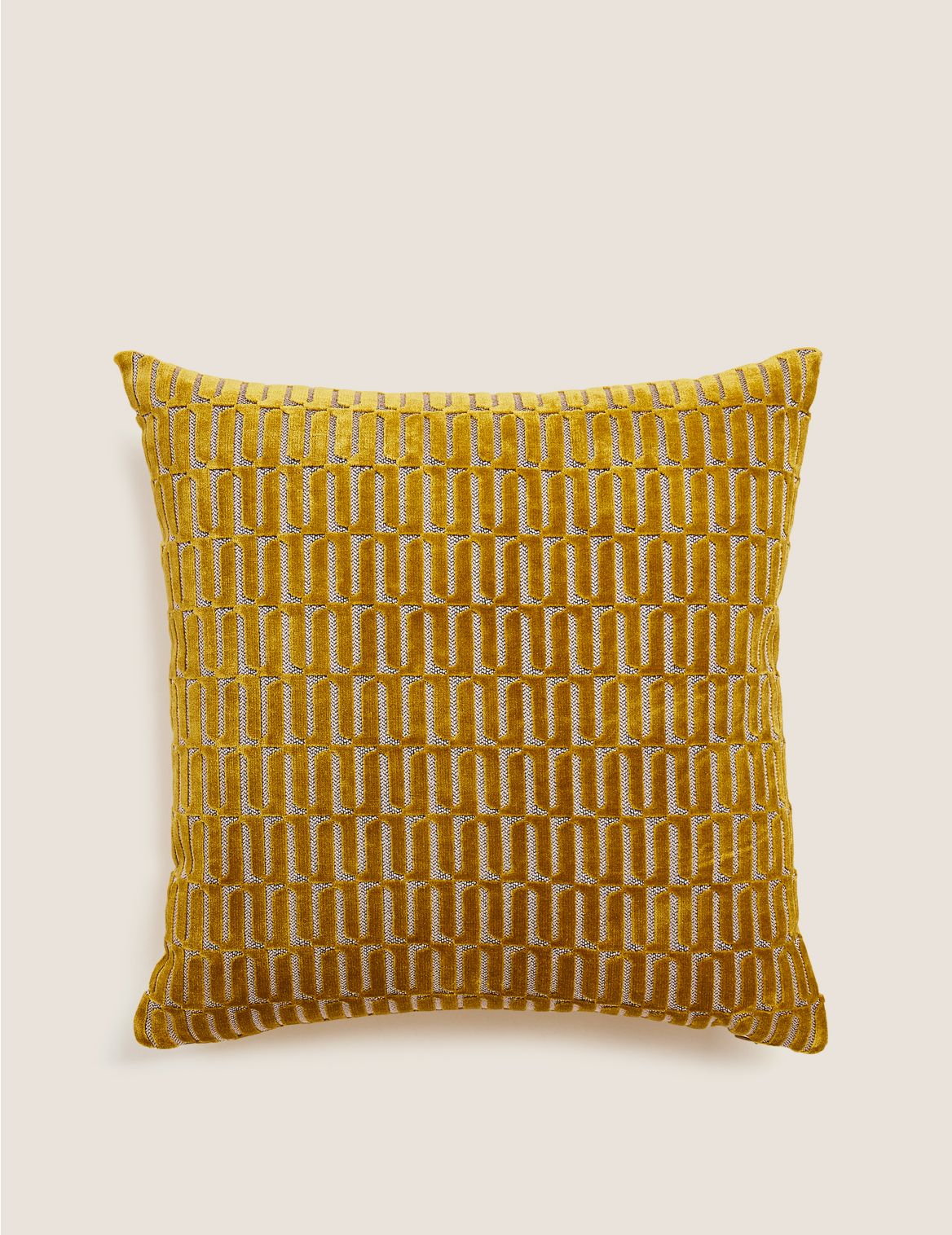 Cut Velvet Medium Jacquard Cushion yellow