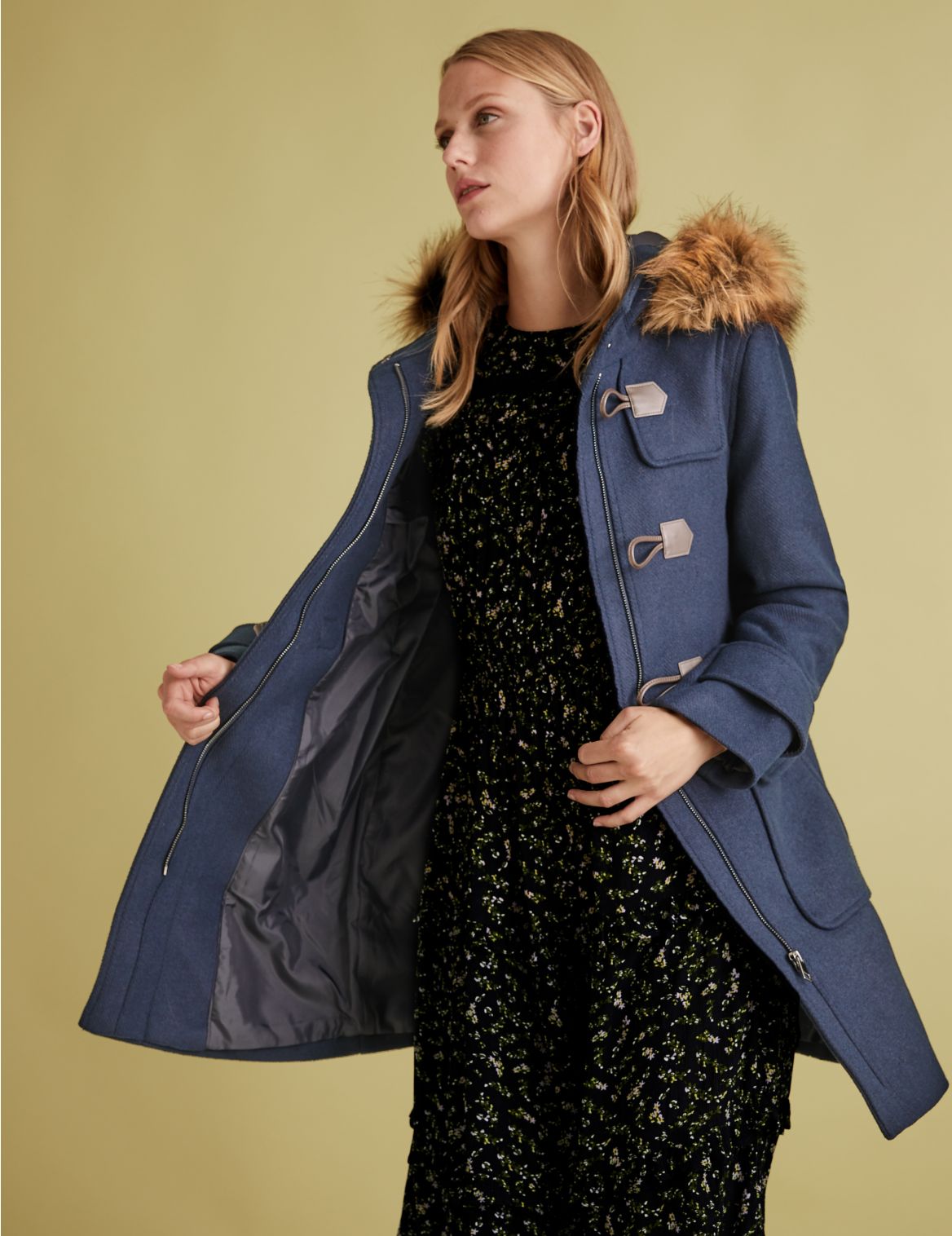 Duffle Coat with Wool navy