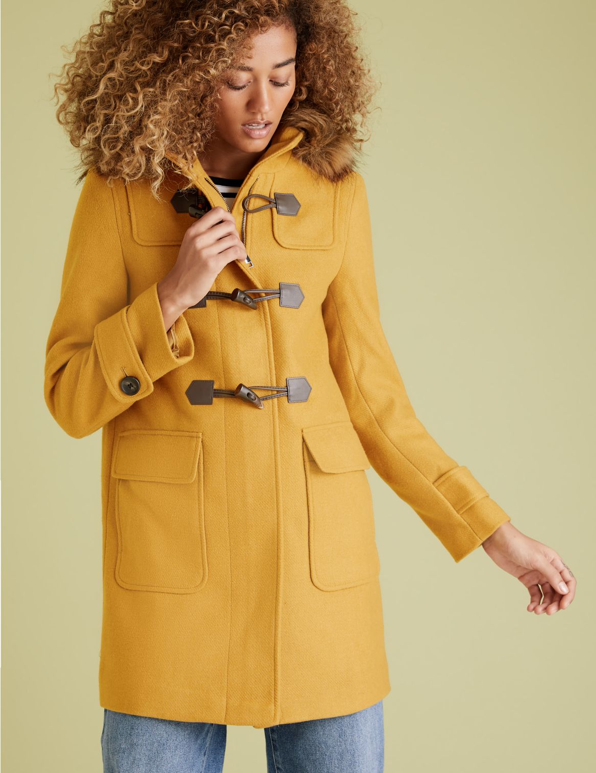 Duffle Coat with Wool yellow