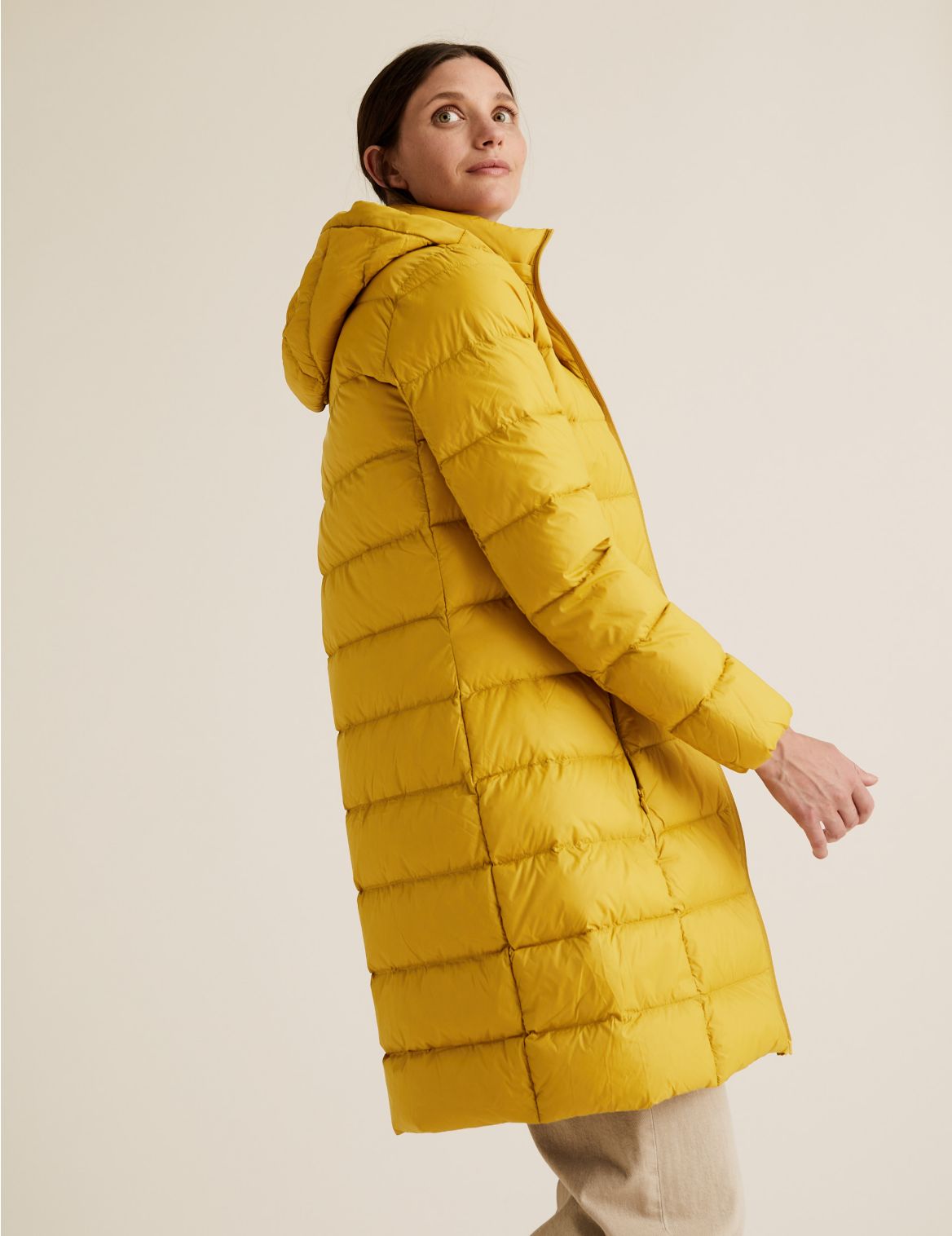 Feather & Down Puffer Coat yellow