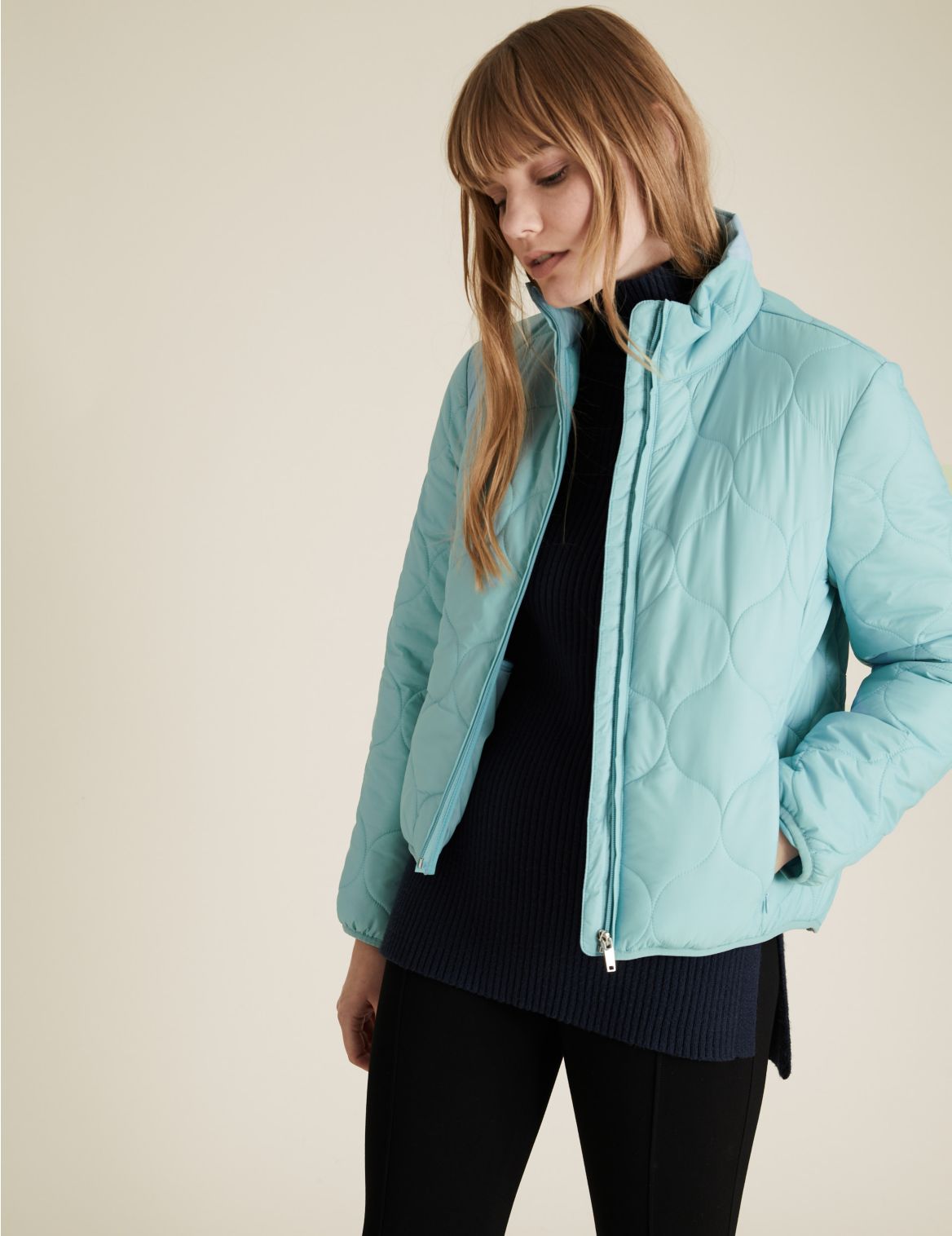 Quilted Puffer Jacket blue
