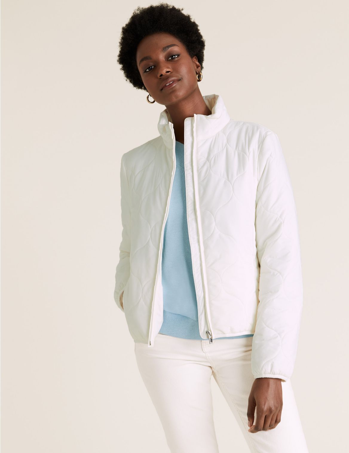 Quilted Puffer Jacket white
