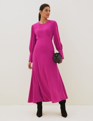 M&S Autograph Womens Blouson Sleeve Maxi Waisted Dress