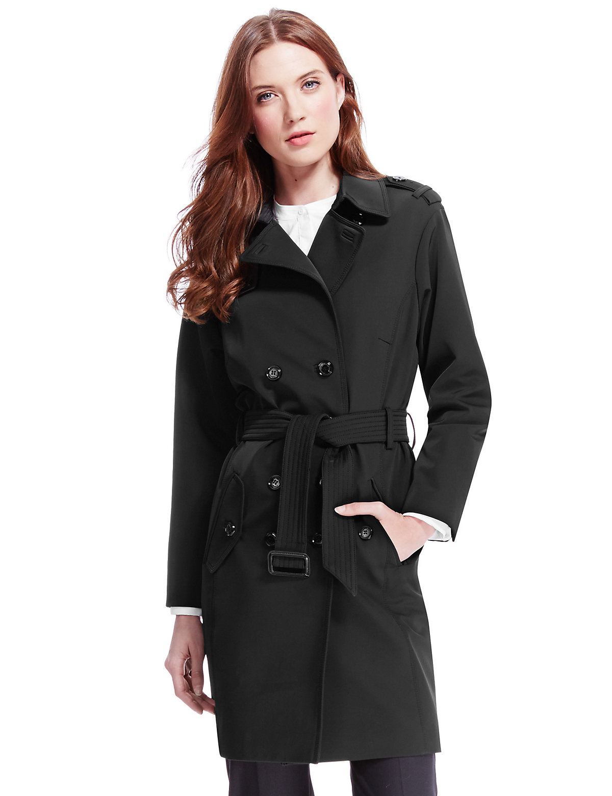 Autograph Buttonsafe Belted Trench Coat | Topicbean