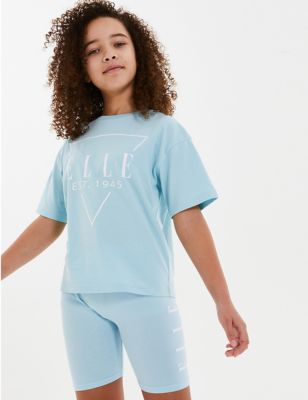 M&S Elle Junior Girls Pure Cotton Triangle Logo T-Shirt (7-16 Yrs)