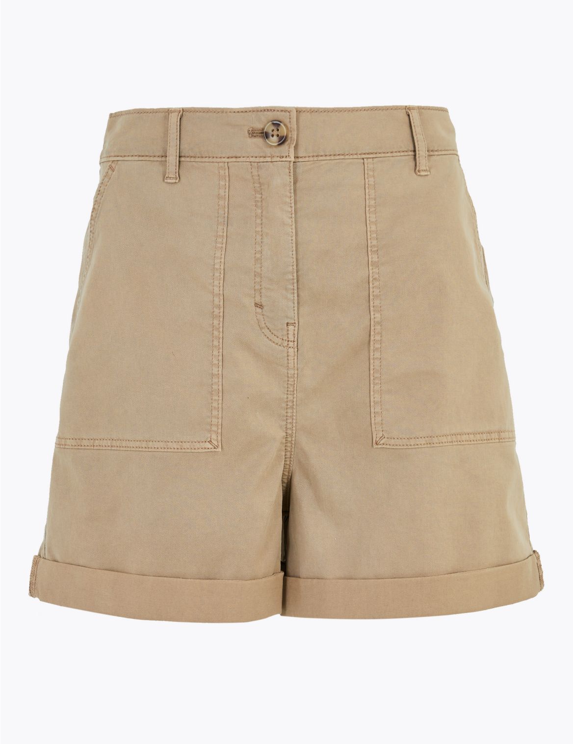 Cotton Blend Cargo Chino Shorts brown