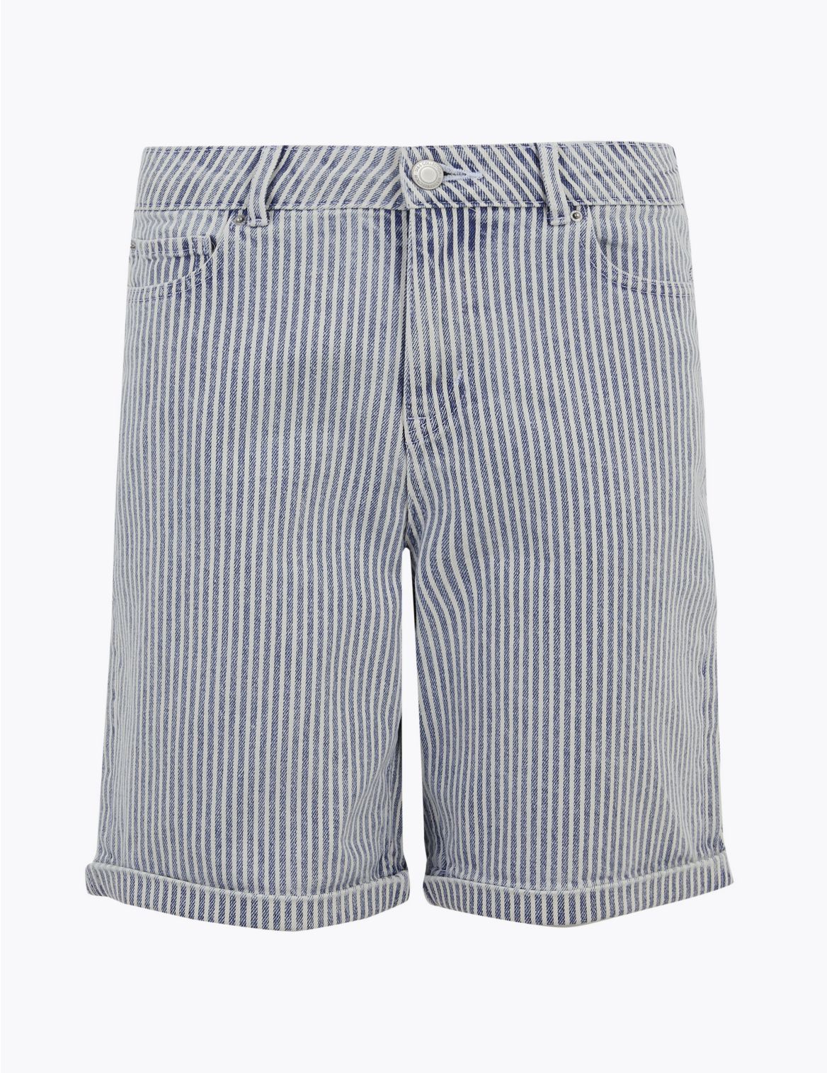 Cotton Rich Boyfriend Striped Chino Shorts navy