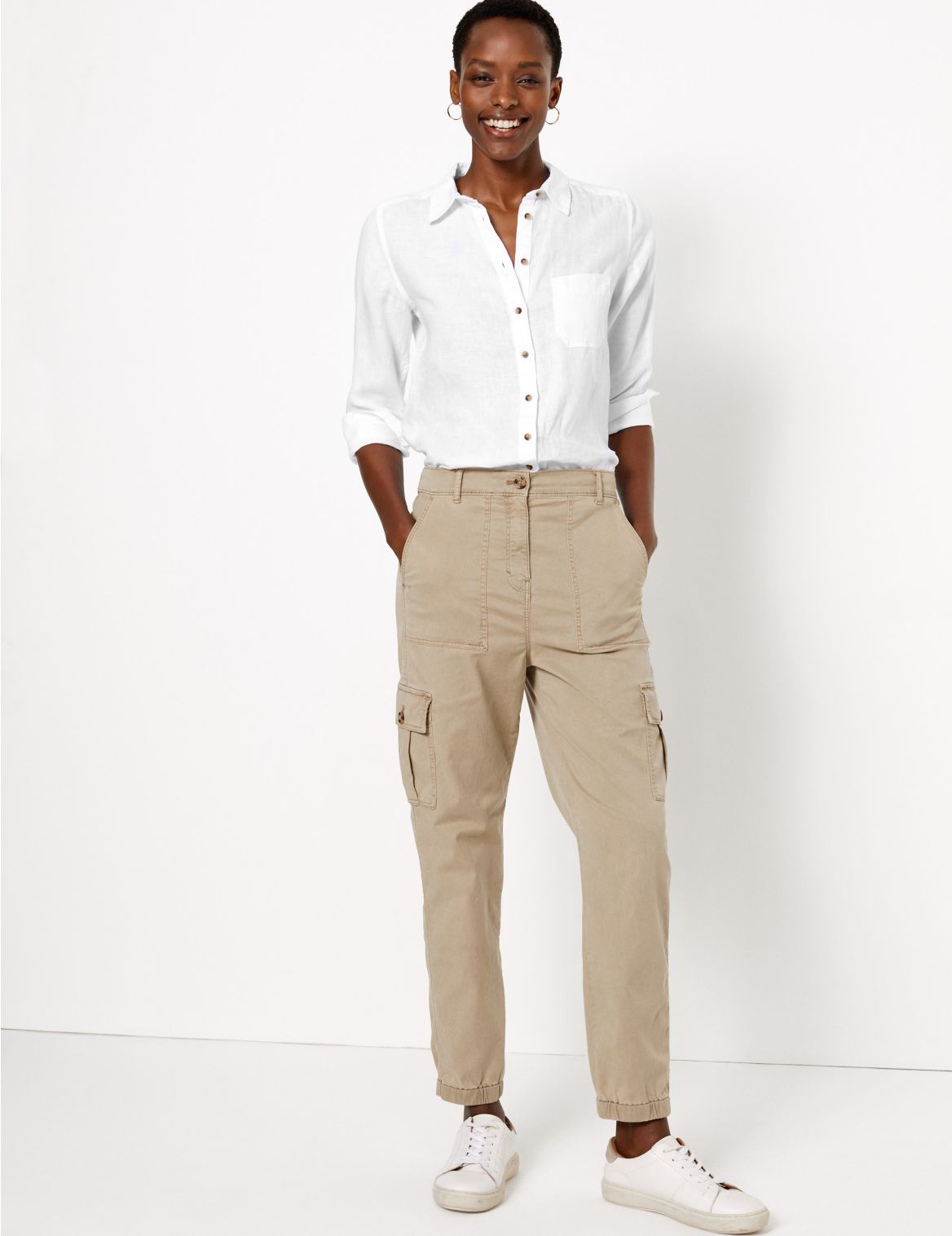 Cargo Utility Tapered Ankle Grazer Trousers brown