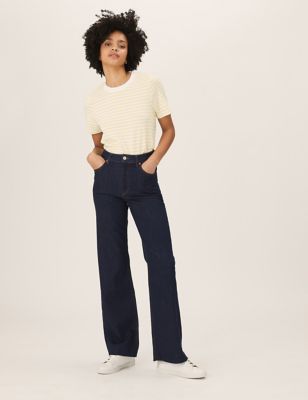 M&S Womens High Waisted Slim Fit Wide Leg Jeans