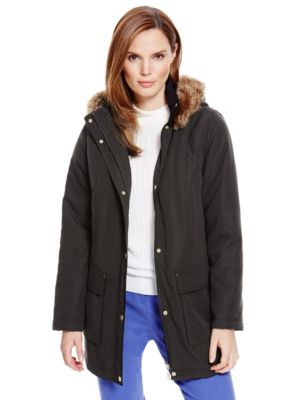 Classic Faux Fur Trim Hooded Parka With Stormwear | Voonoodle