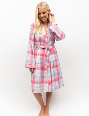 Cyberjammies Womens Pure Cotton Checked Dressing Gown - 20 - Pink Mix, Pink Mix