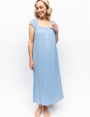 Cyberjammies Womens Jersey Modal Lace Nightdress - 24 - Light Blue, Light Blue