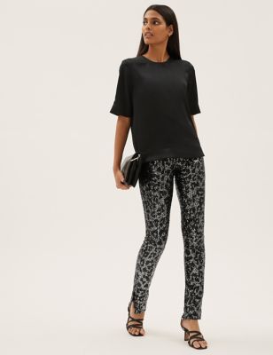 M&S Womens Animal Print Sequin Skinny Trousers