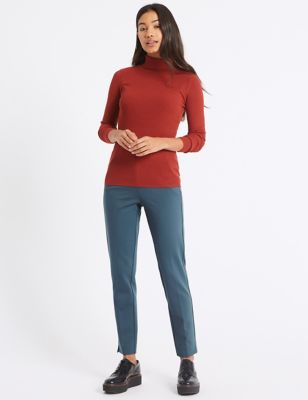 M&S Womens Jersey Slim Fit Ankle Grazer Trousers