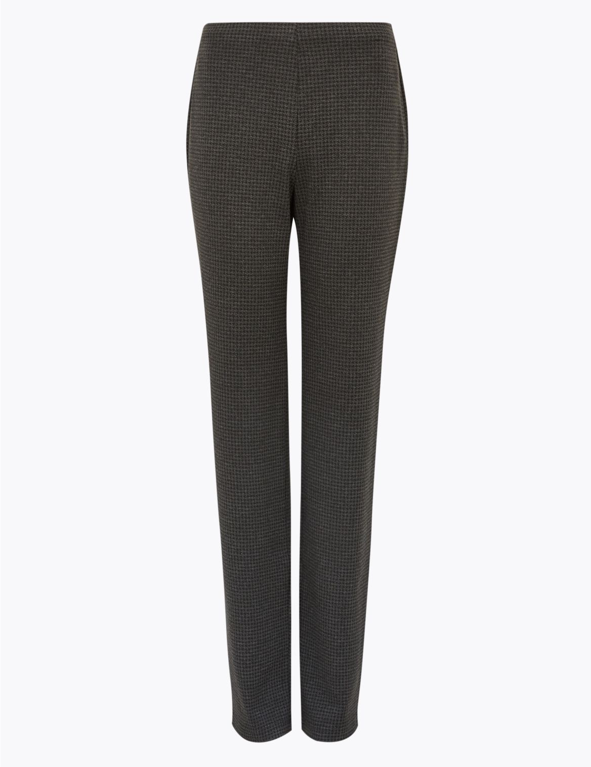 Jersey Dogtooth Straight Leg Trousers grey