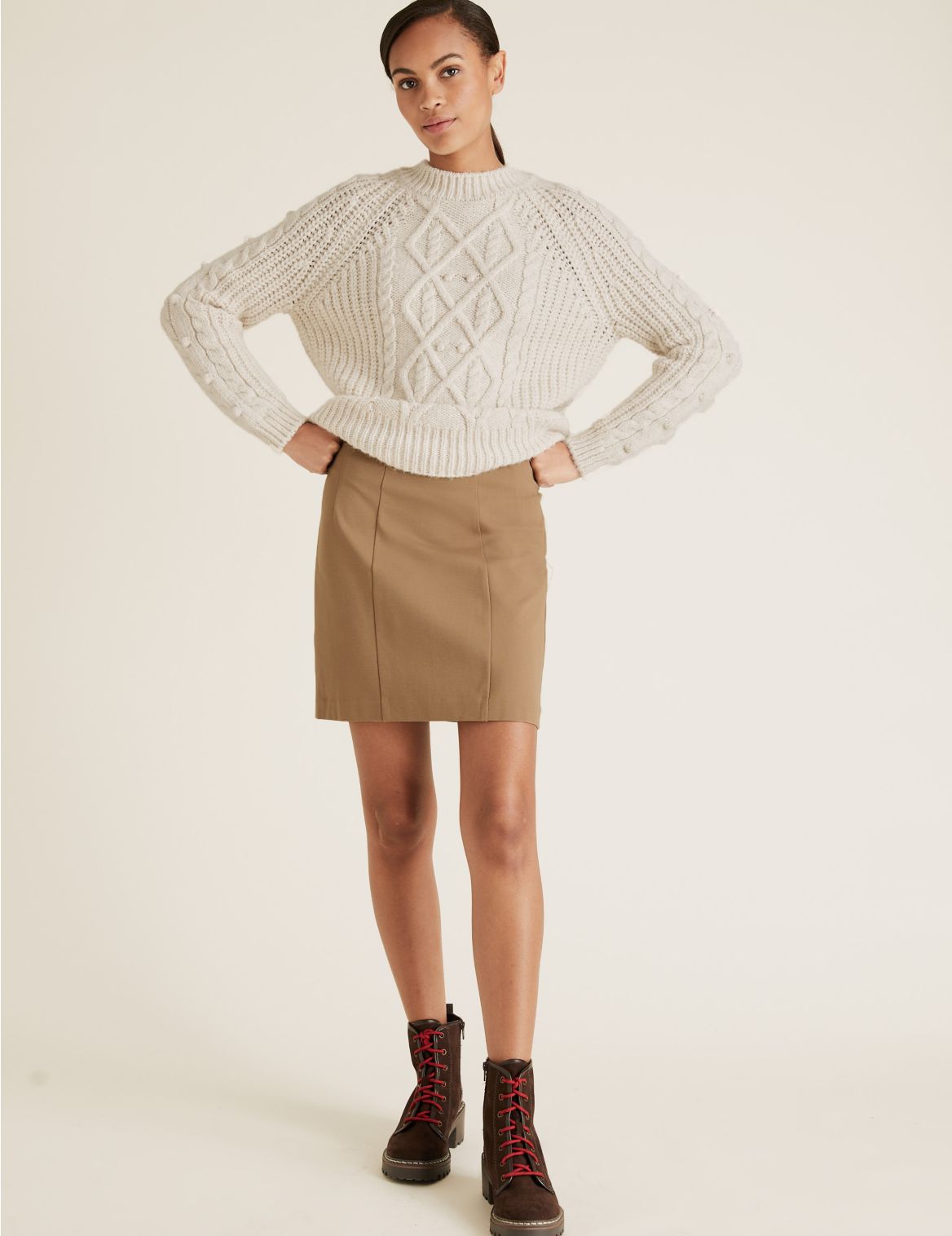 Jersey Mini A-Line Skirt brown