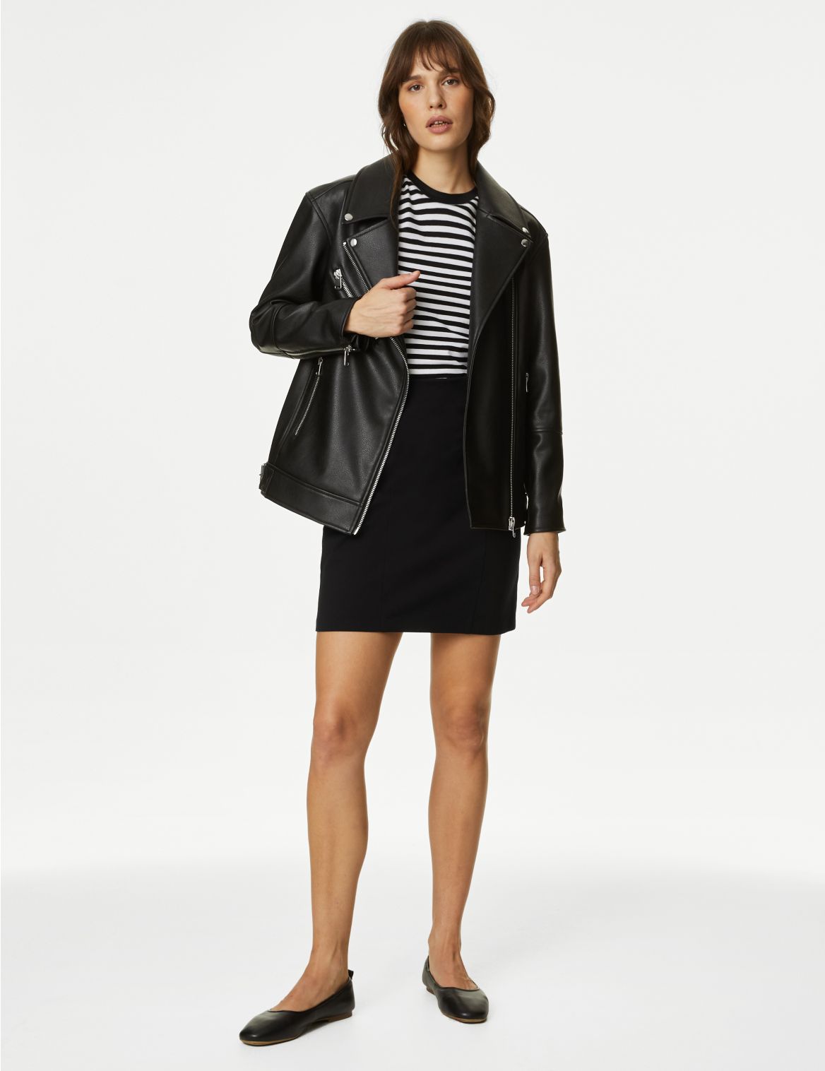 Jersey Mini A-Line Skirt black