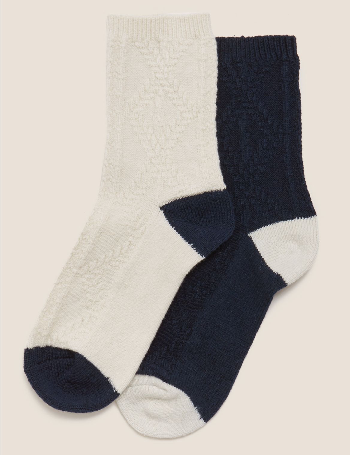 2pk Wool Silk Blend Thermal Socks navy