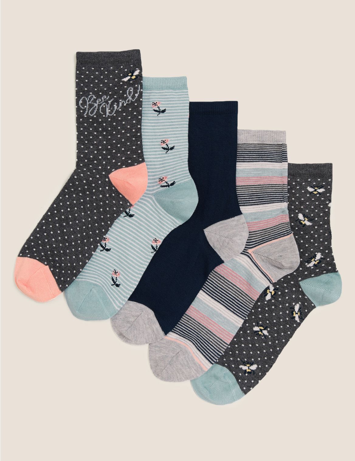 5pk Sumptuously Soft&trade; Ankle High Socks grey