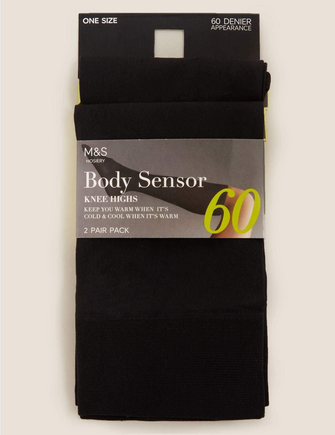 2pk 60 Denier Body Sensor&trade; Opaque Knee Highs black
