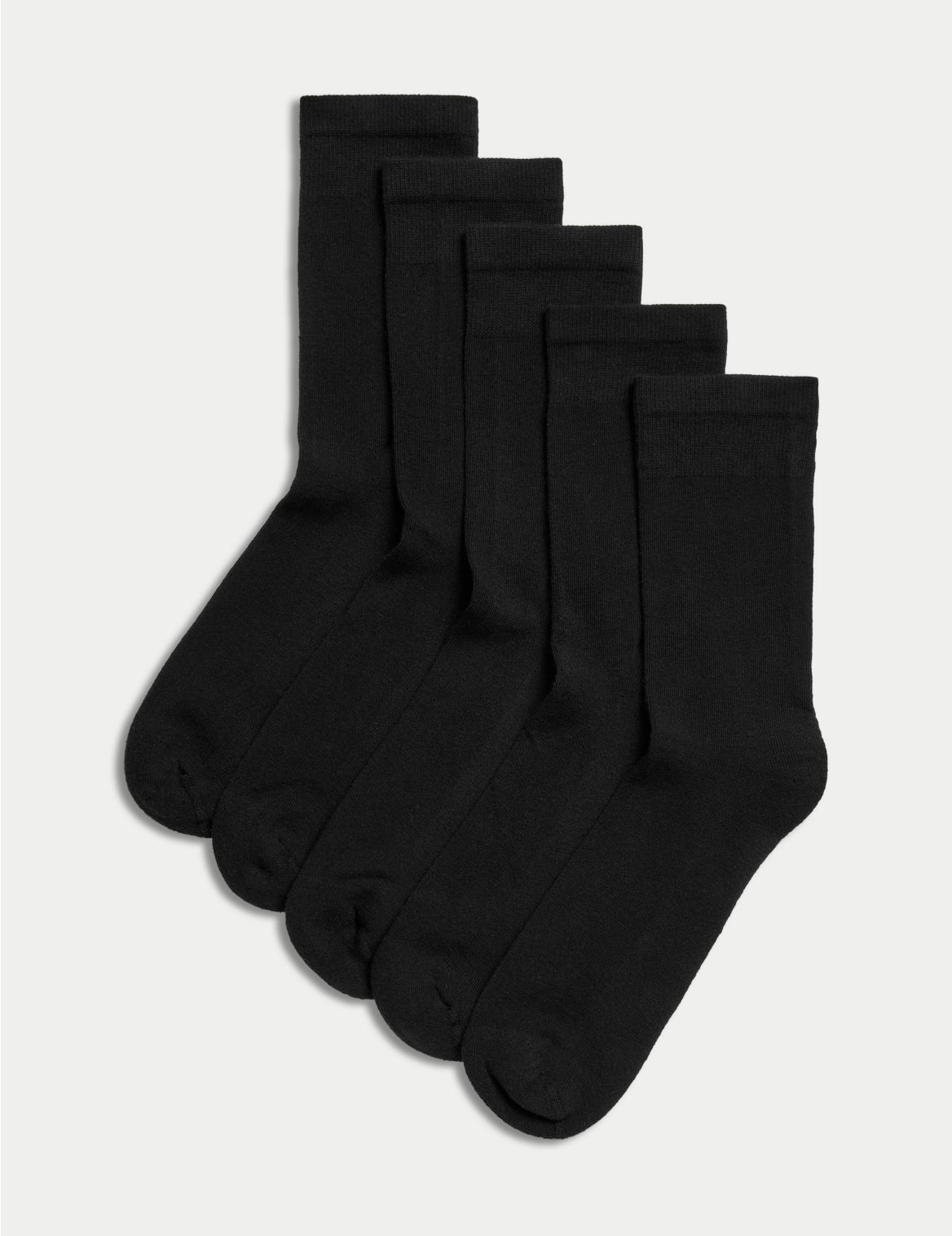 5pk Cotton Rich Ultimate Comfort Ankle High Socks black
